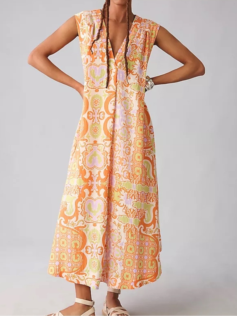 Anthropologie Maeve Printed V-Neck Tunic Dress Size XL